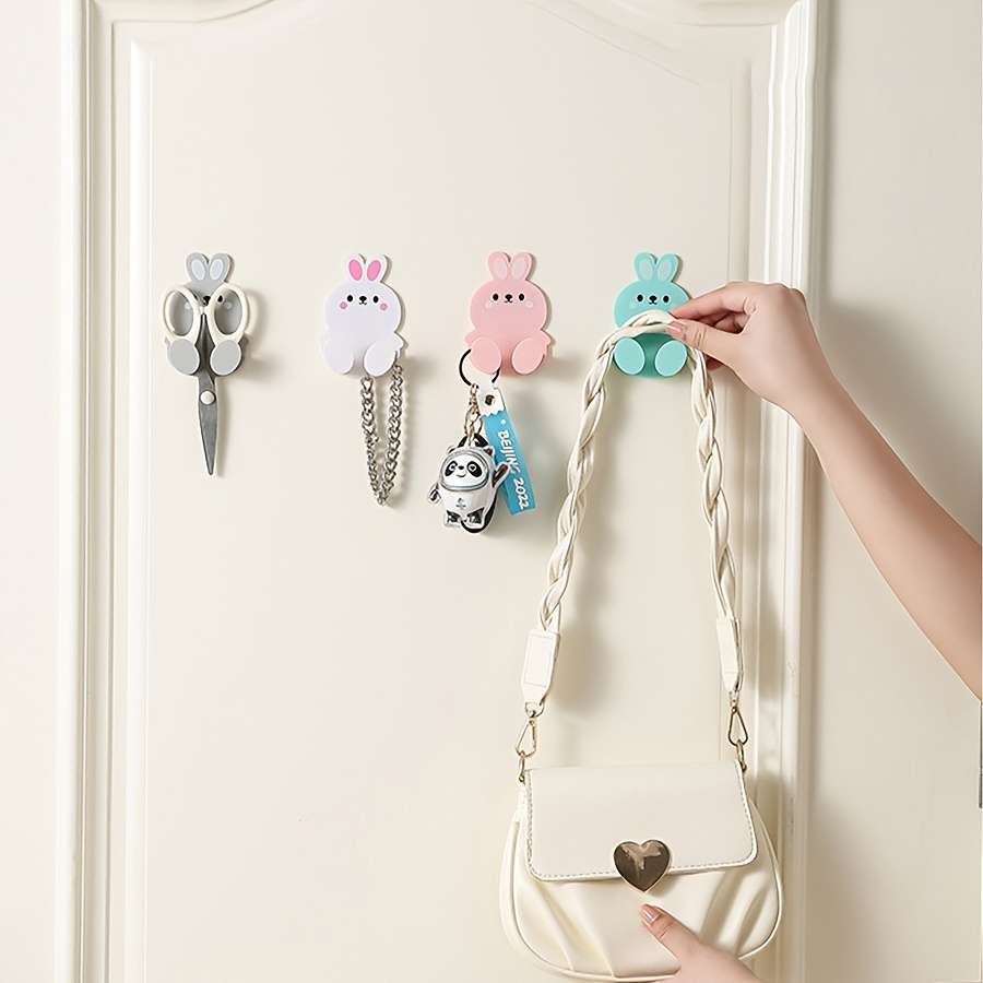 5 Pack Cute Bunny Hooks Multi Purpose Storage Hooks For color 5 Random Colors Quantity Bunny
