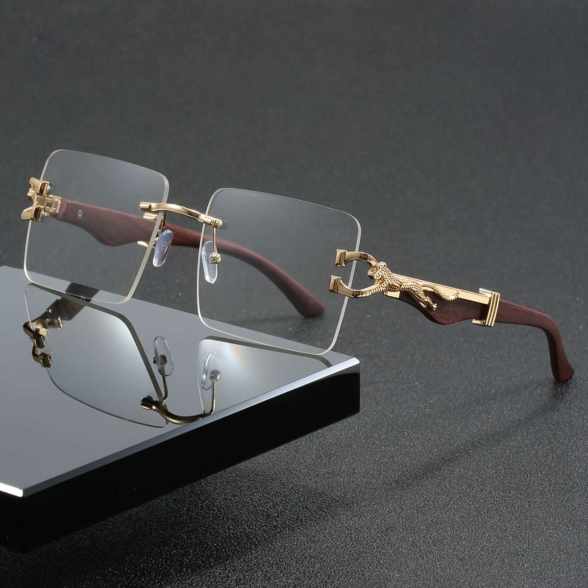 Mens Glasses Color Golden White Clear Lens