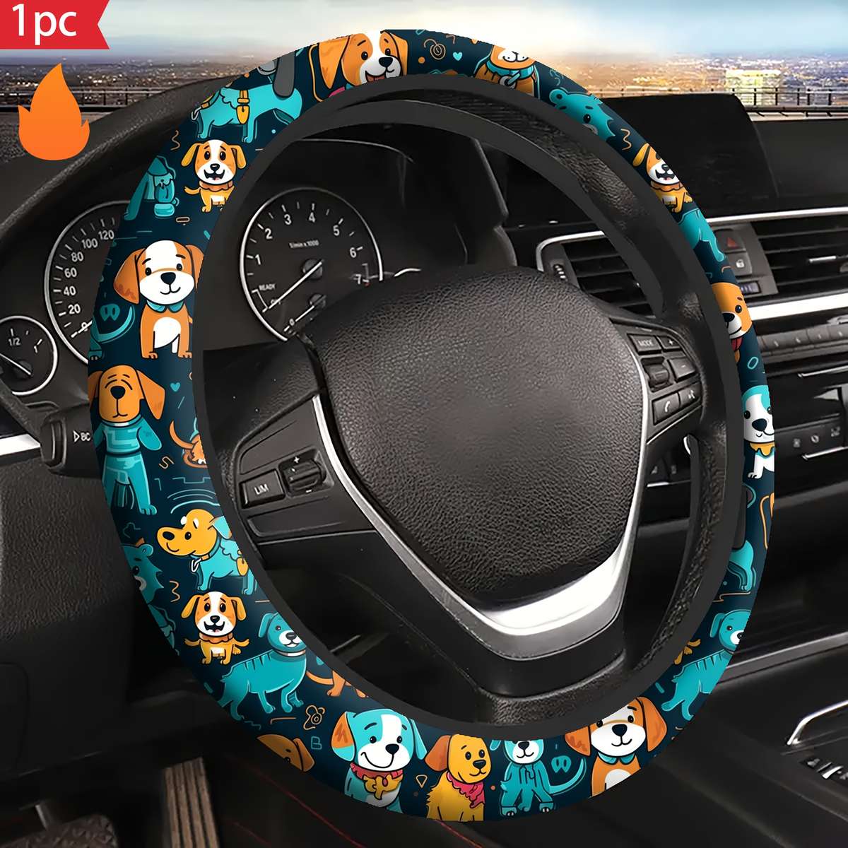 Car Steering Wheel Cover Cute Dogs
