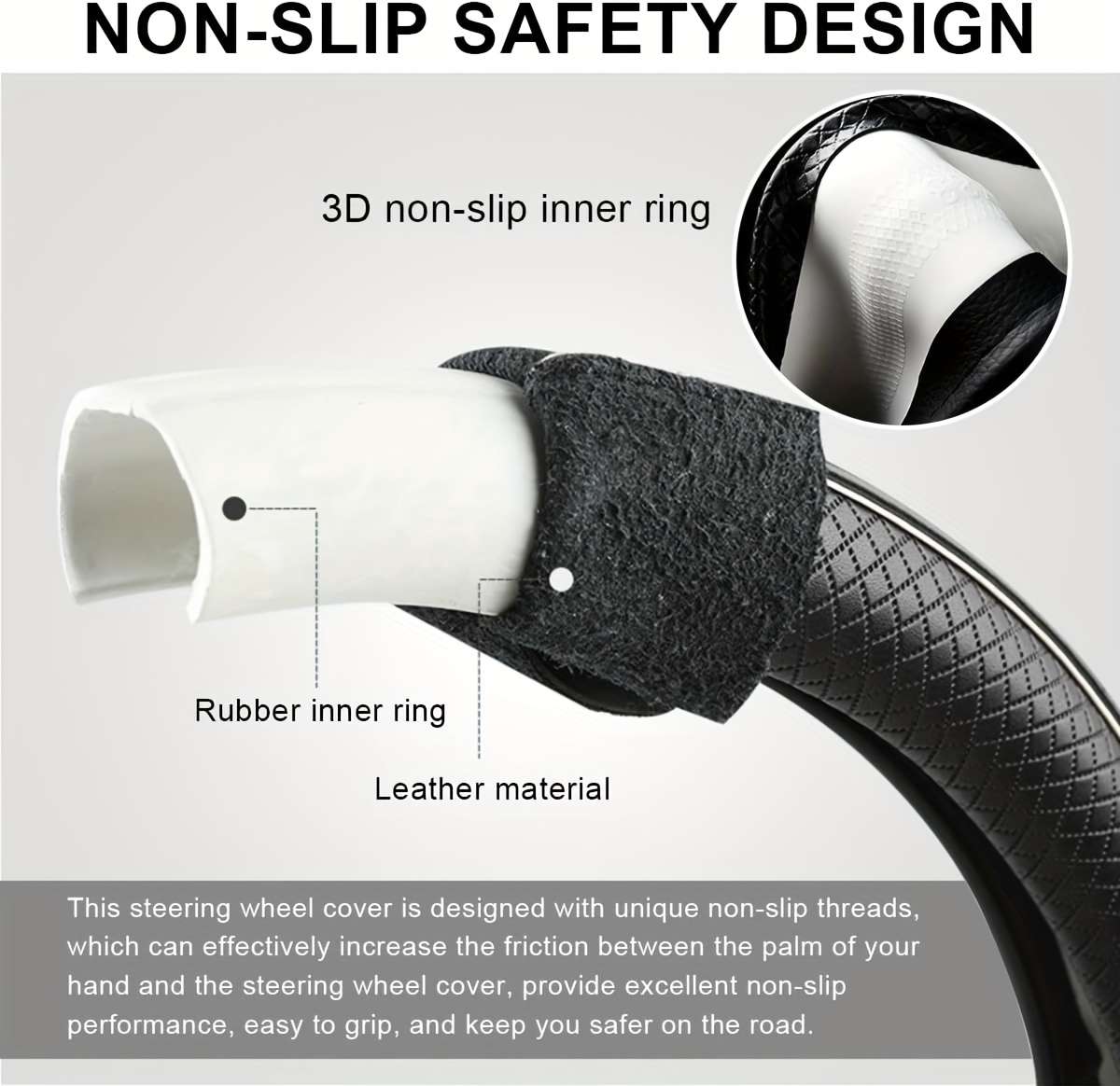 Car Steering Wheel Cover Black