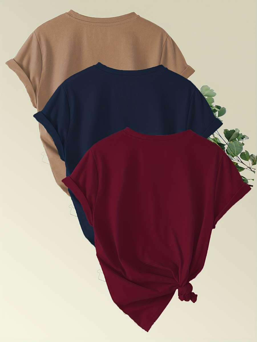 Womens T Shirt Color Camel   Navy   Burgundy Sizexxl