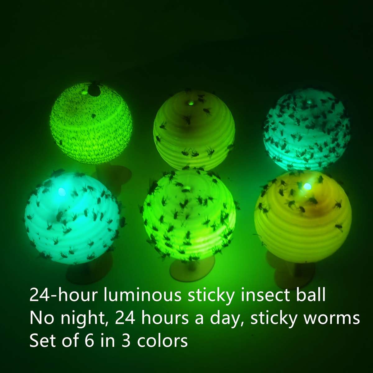 Fruit Fly Traps Color 6Pc  2 Yellow  2 Orange  2 Green