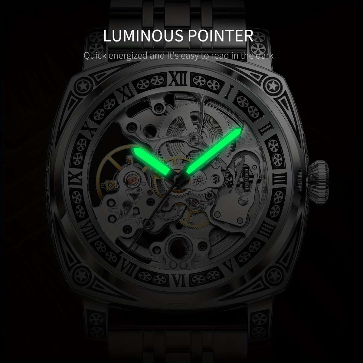 Carved Automatic Watches For Men Tattoo Case Watches For Men