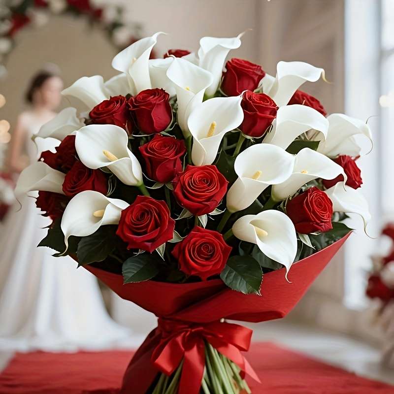 Simulated Flower Style 18 Exquisite Roses  Artificial Calla Lily Set