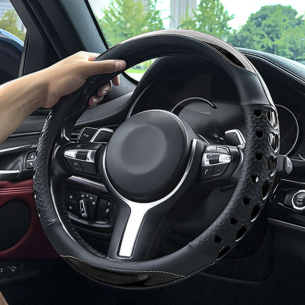 Car Steering Wheel Cover Black & Blue