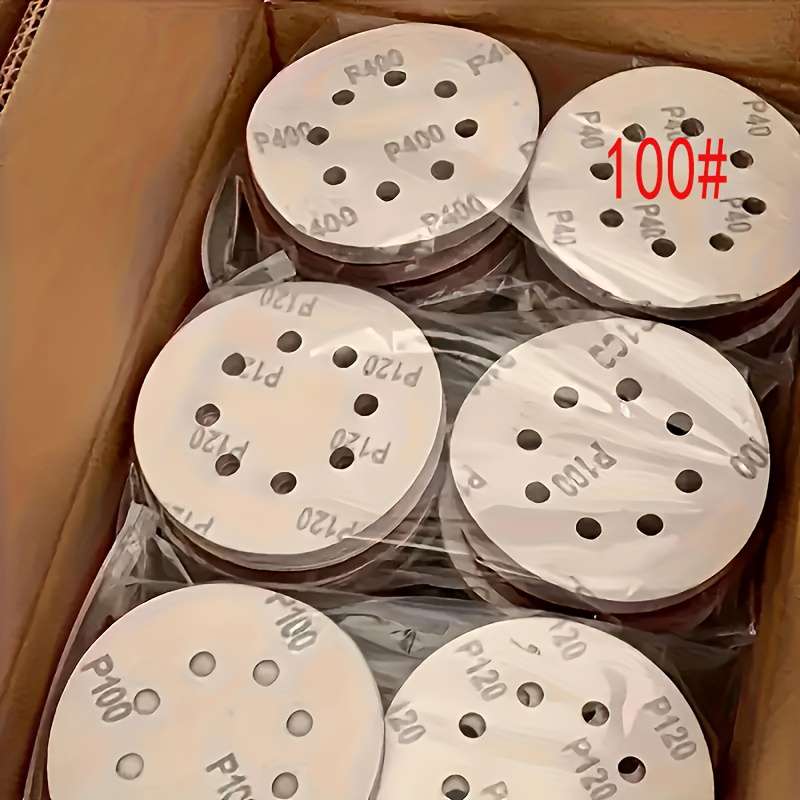 100 Sheets Of 5-Inch 8-Hole Sandpaper