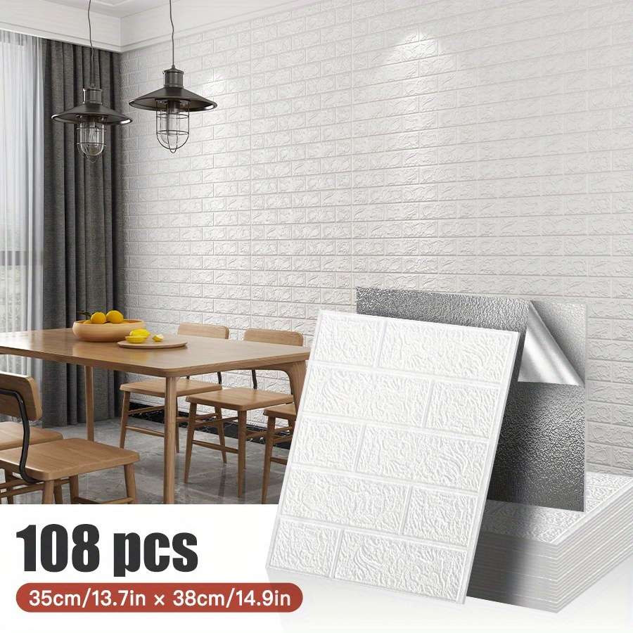 Wall Stickers Color White Brick Pattern Quantity108 Pieces