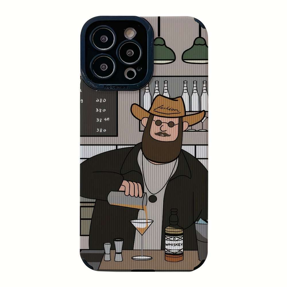 1Pc Mixed Color  For iPhone 15 Pro The Bartender Pattern Phone Case