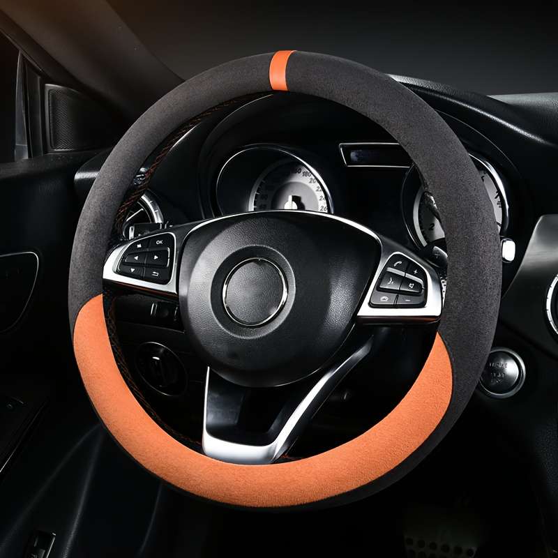 Car Steering Wheel Cover Gray Black Model D Type