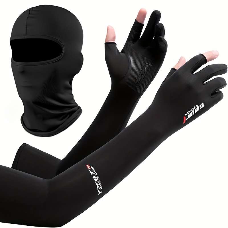 Sunscreen Sleeves Color Black Gloves Mask Quantity 2Pcs