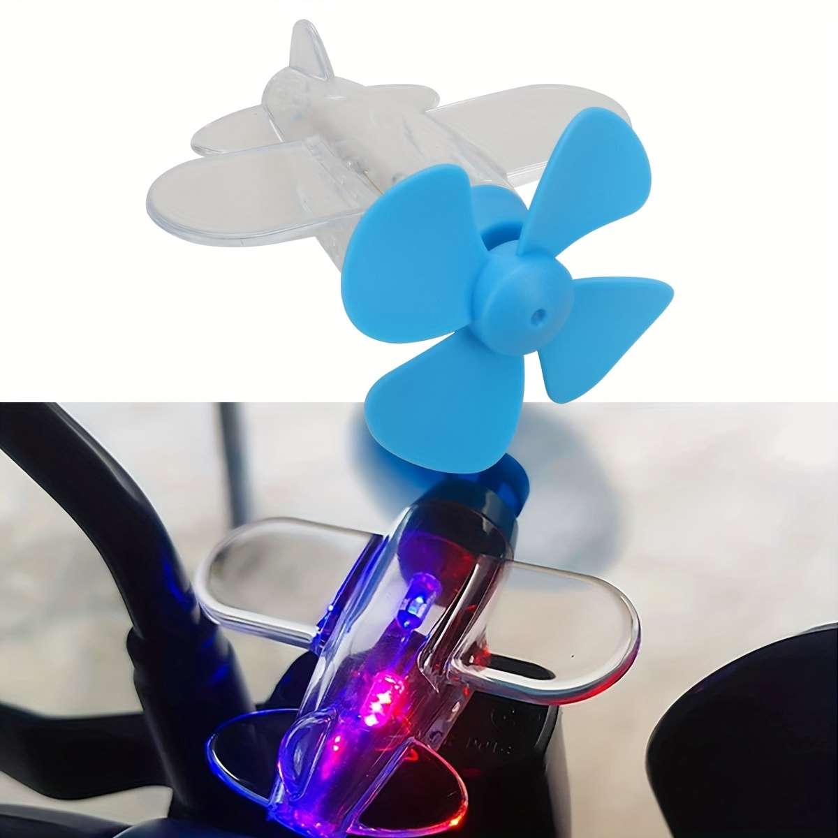 LED Propeller Car Light Blue & Red Neon Airplane-Inspired Design