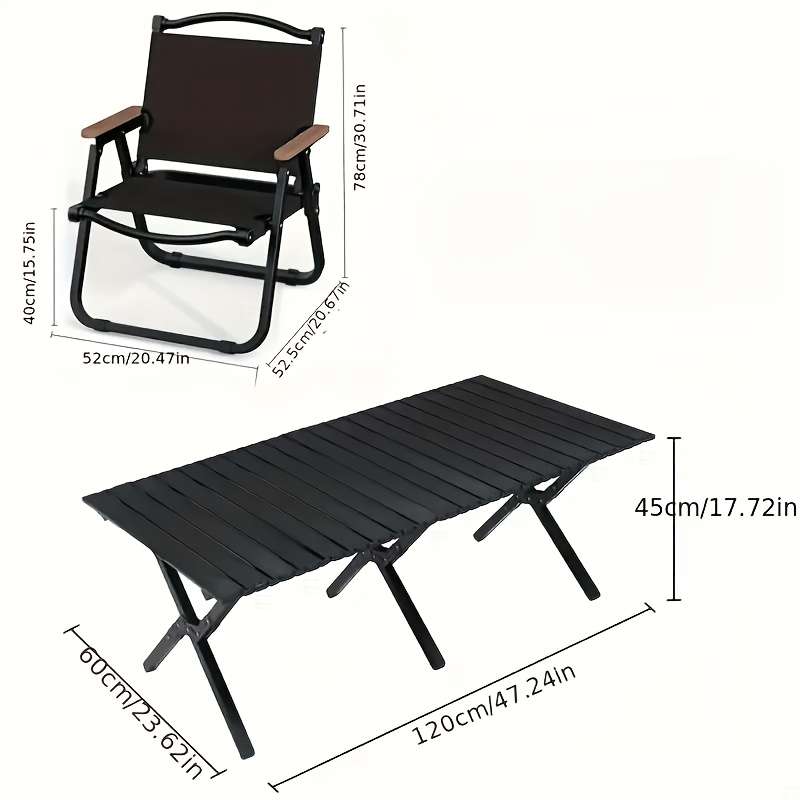 Outdoor Tables And Chairs Color Black Set 5Pcs