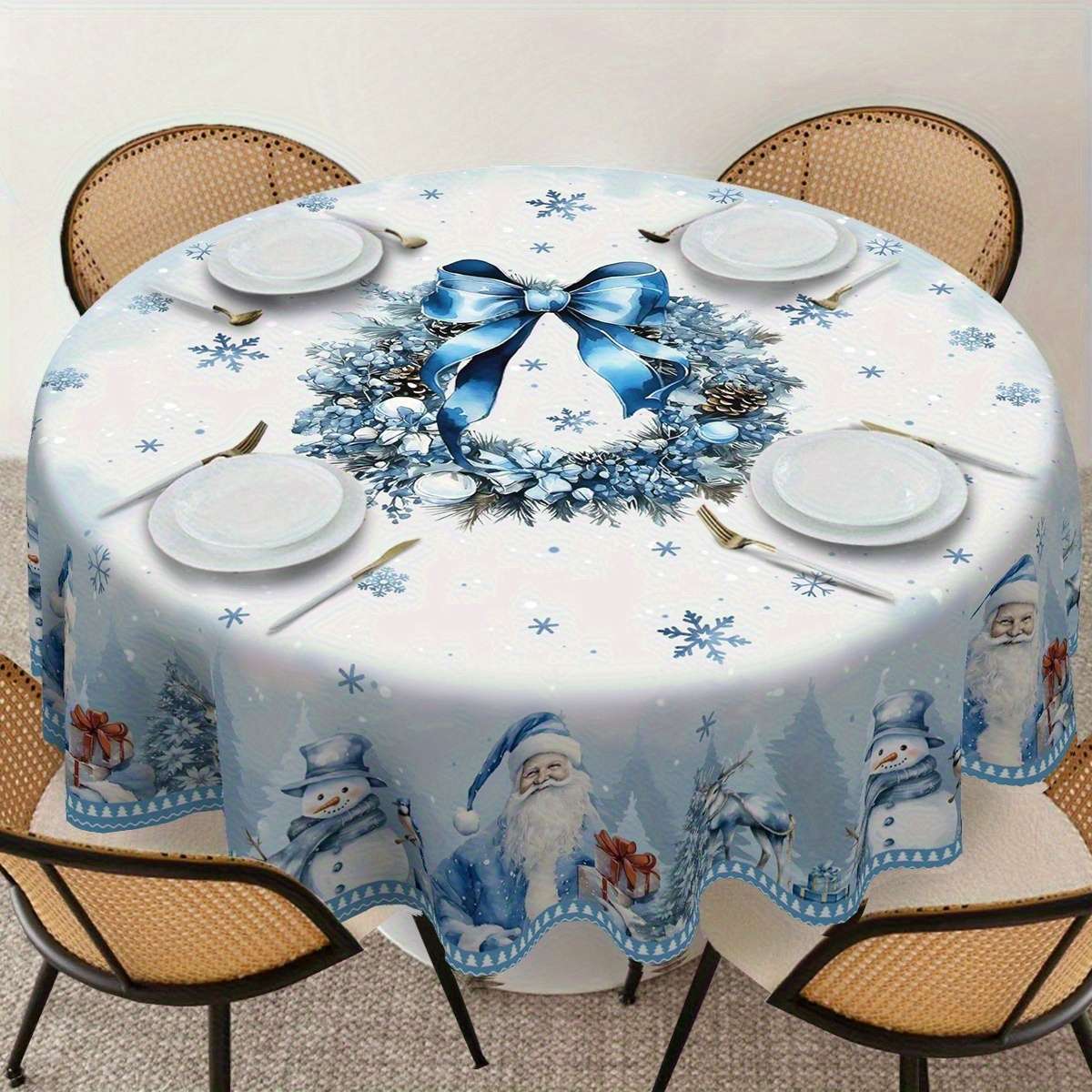 Christmas Tablecloth Size 150X150Cm  Round