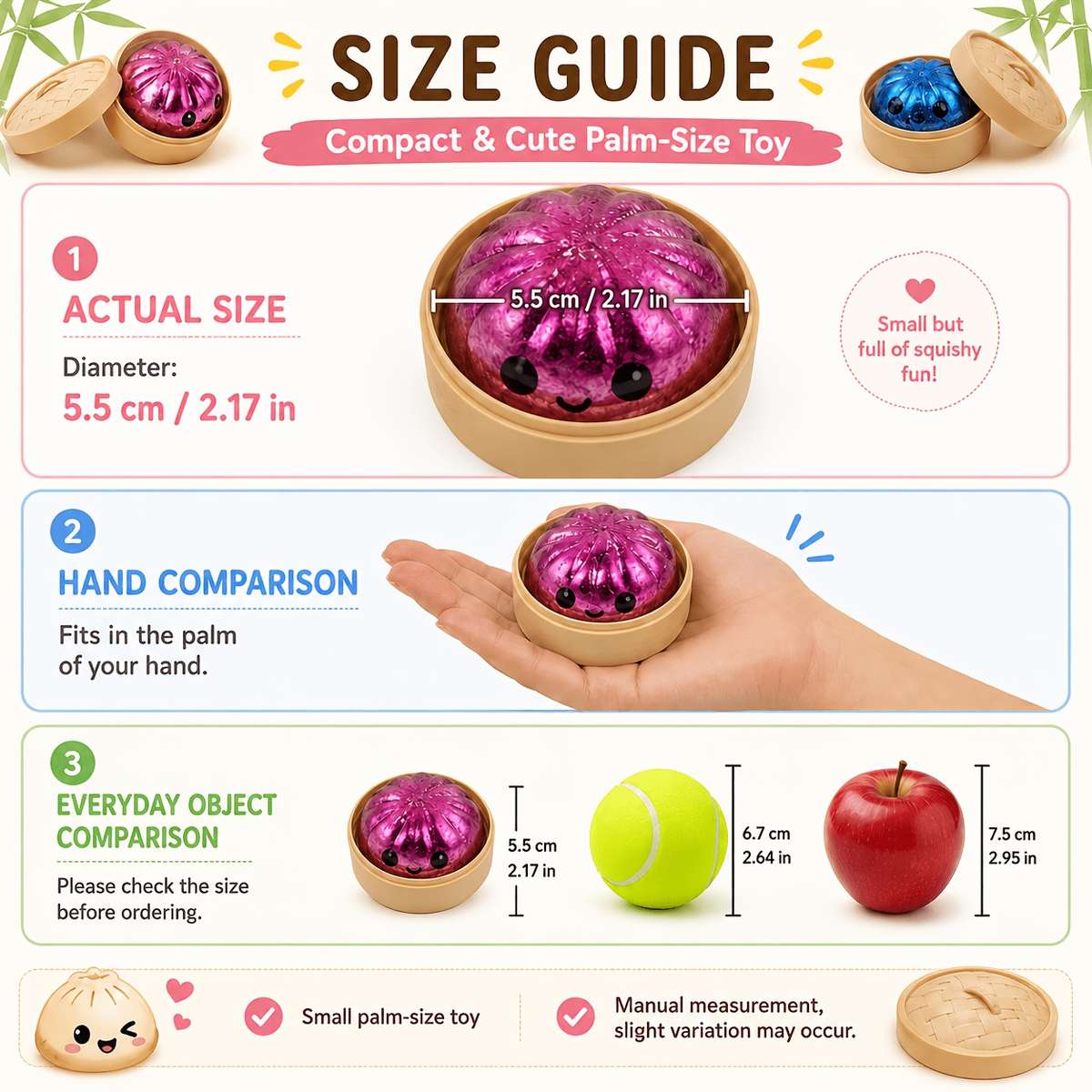 Squeezable Toys Color Random Color Style 3Pcs Set1 Bun 1Lid 1Base