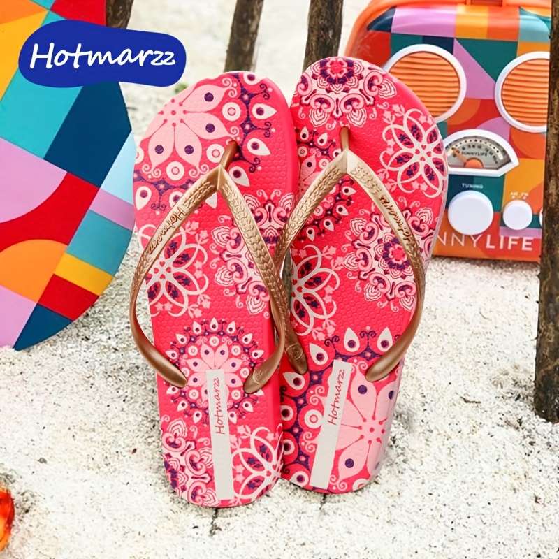 Ladies Summer Flip Flops Red Uk 7