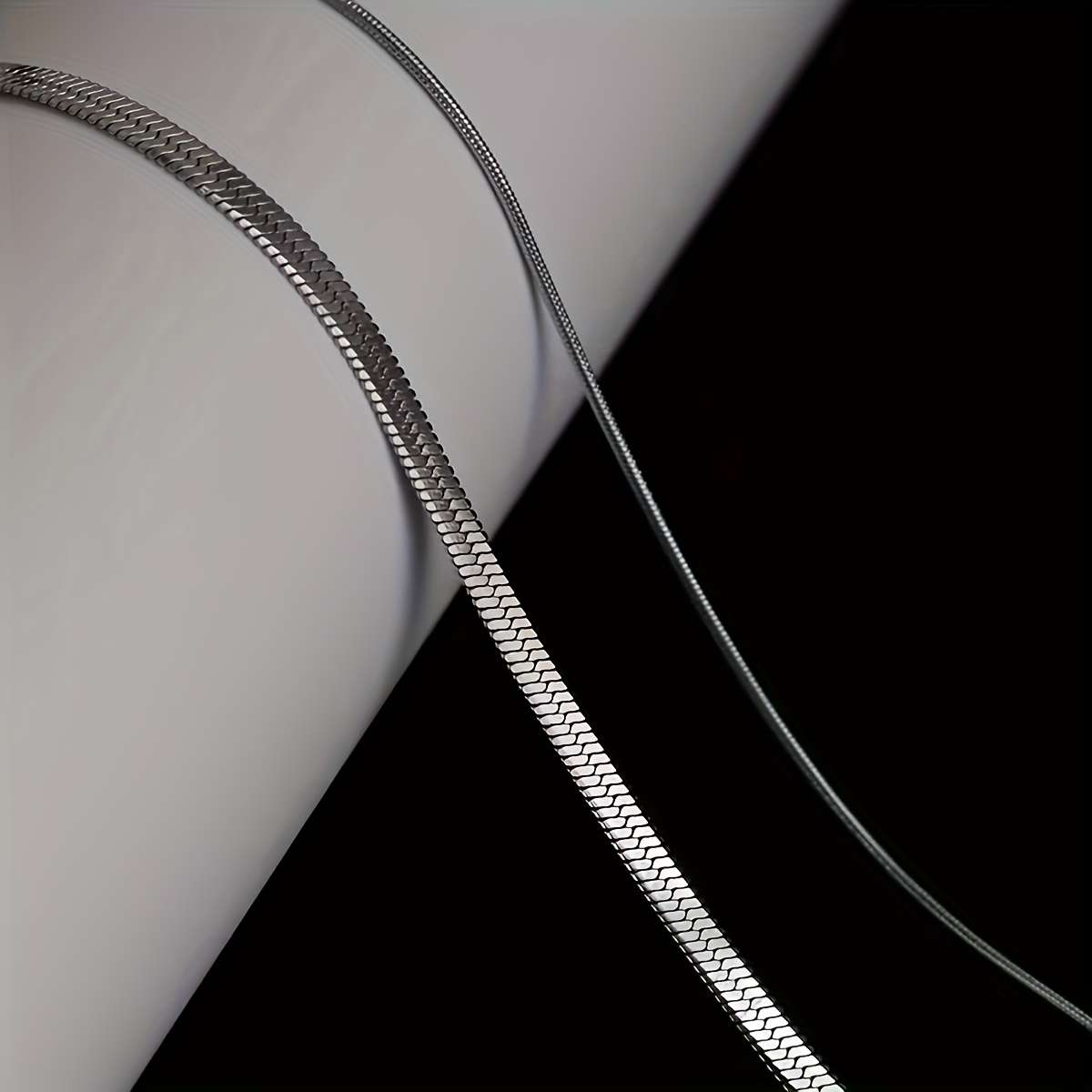 2Pcs Rhinestone Stainless Steel Snake Chain
