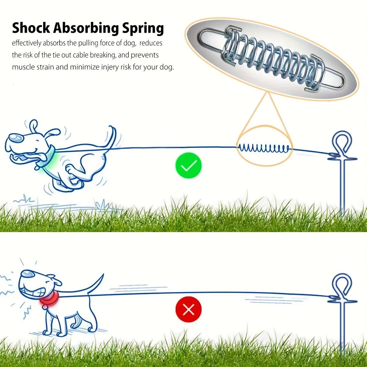 Dog Leash Color Lce Blue For 56.7Kg Size 30Ft