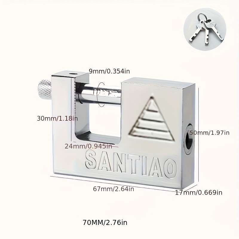 Lock Model 80Mm 3.15In 1Pc 1 Lock With 3 Keys