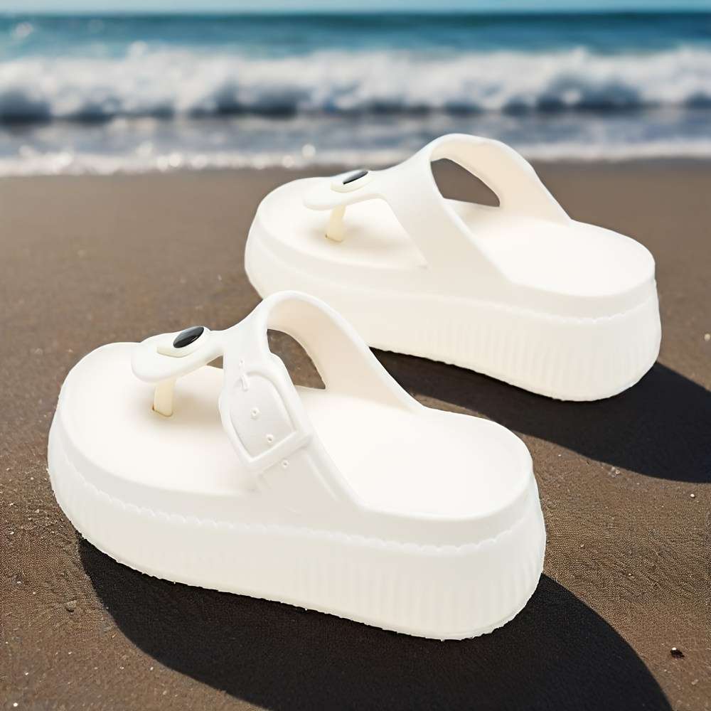 Ladies Summer Flip Flops White Uk 2.5-3