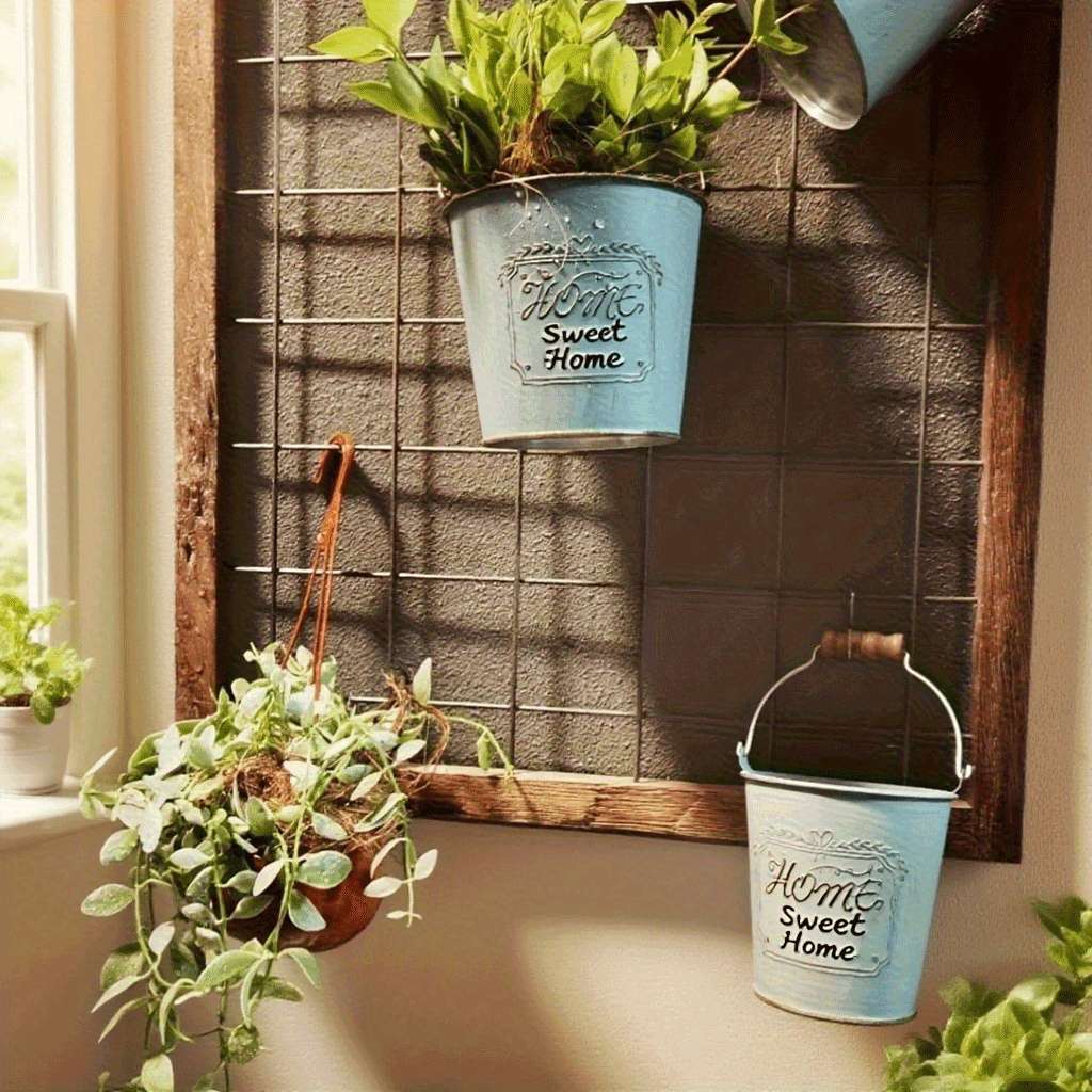 Flowerpot Model Gray Handheld Bucket Quantity3Pcs