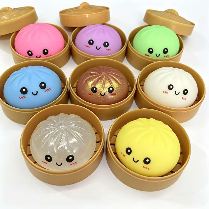 Squeezable Toys Material 4 Buns 4 Pot Lids 4 Base Lids Random Colors