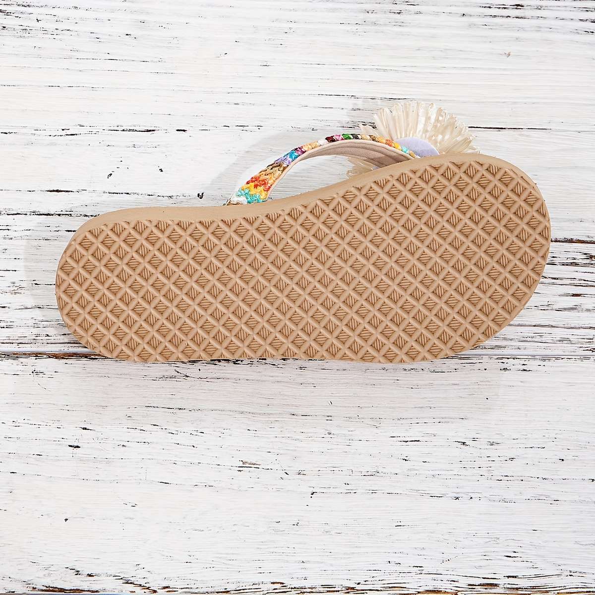 Ladies Summer Flip Flops Beige Color Uk 3.5