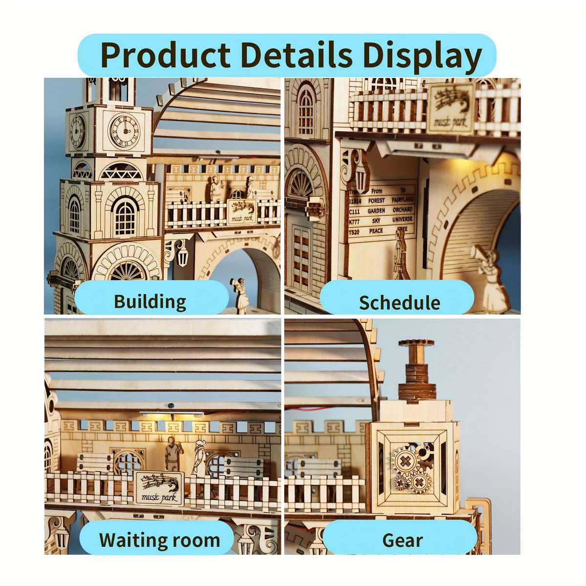 3D Building Model Puzzle Set Style Railway Station