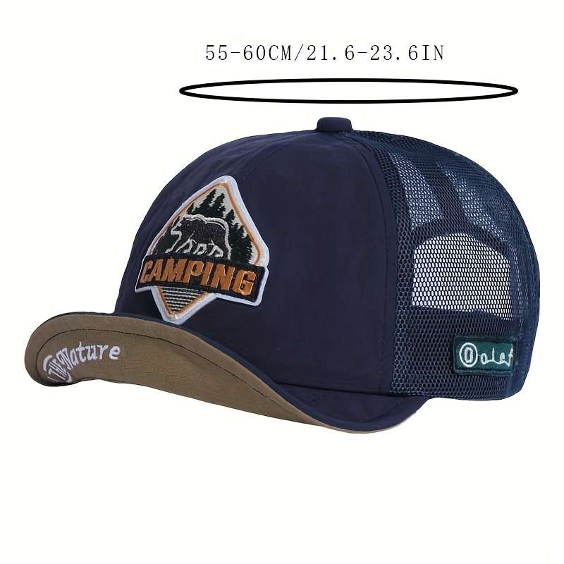 1pc Vintage American-Style Quick-Dry Baseball Cap Polyester Mesh Outdoor Camping Hat Lightweight