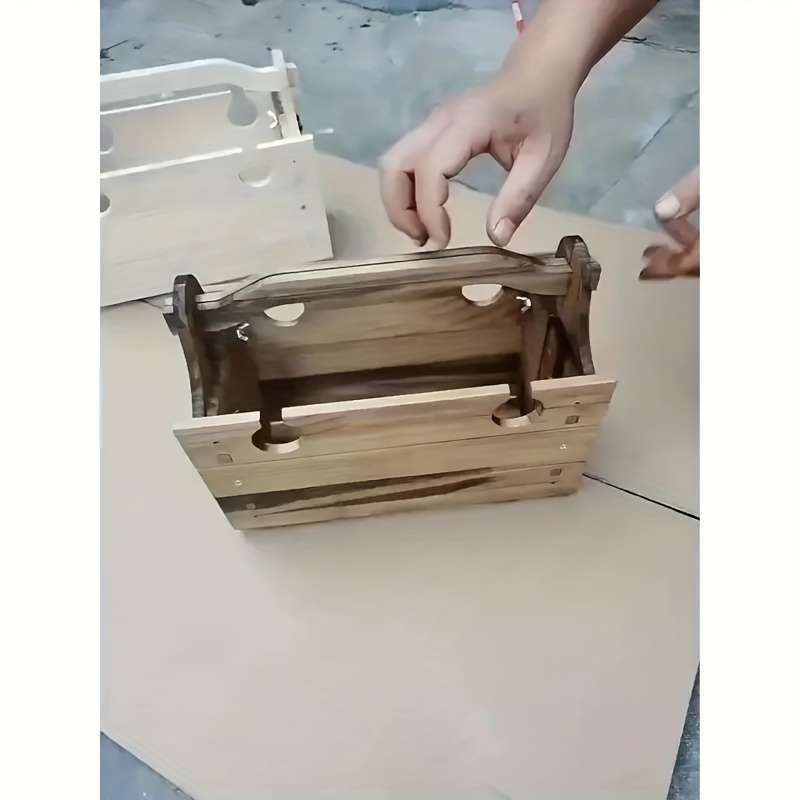 1 Portable 2 In 1 Wooden Folding Table Picnic Basket Convertible Storage Organ