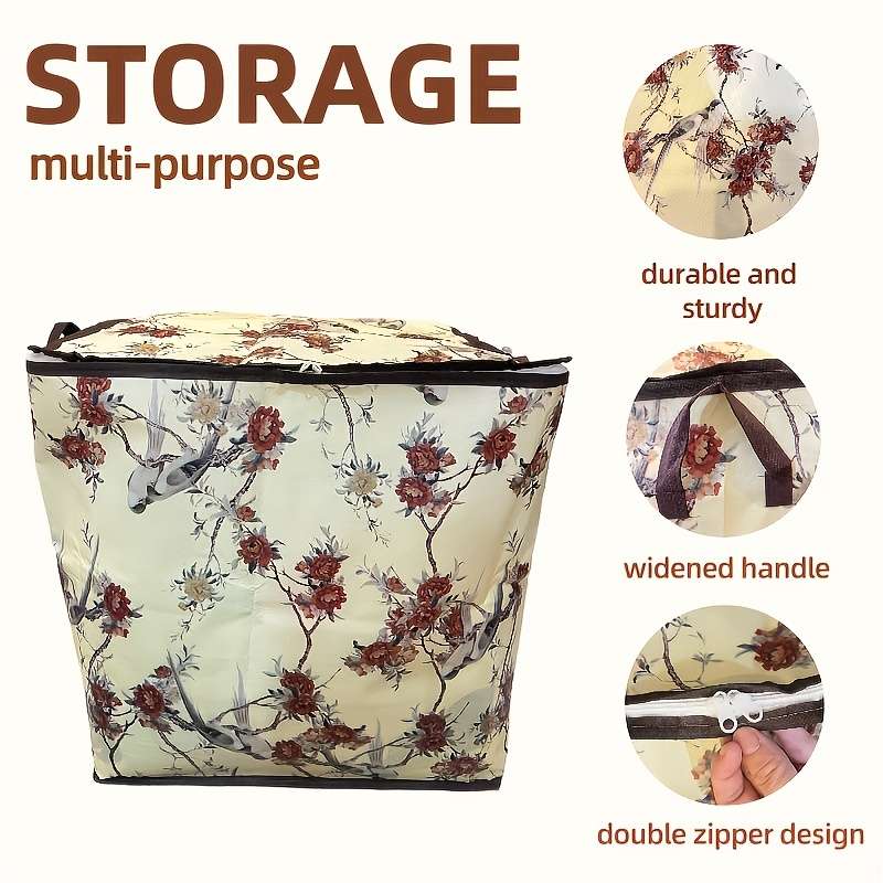 2Pcs Large Floral Clothes Storage Bags Foldable 2Pcs