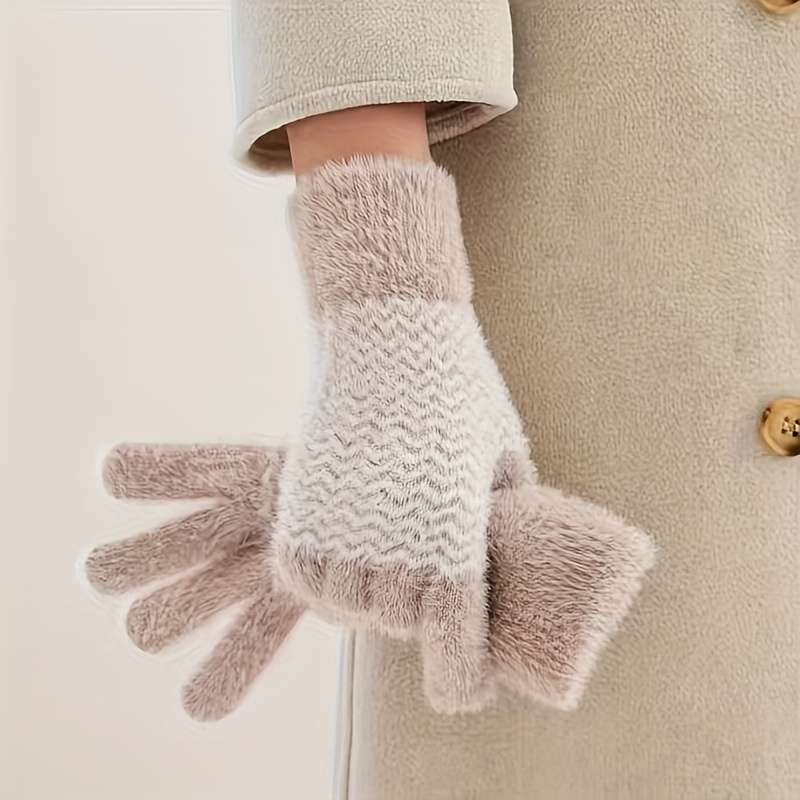 Modern Functional Fingerless Gloves For Women Autumn Winter Versatile Thickened