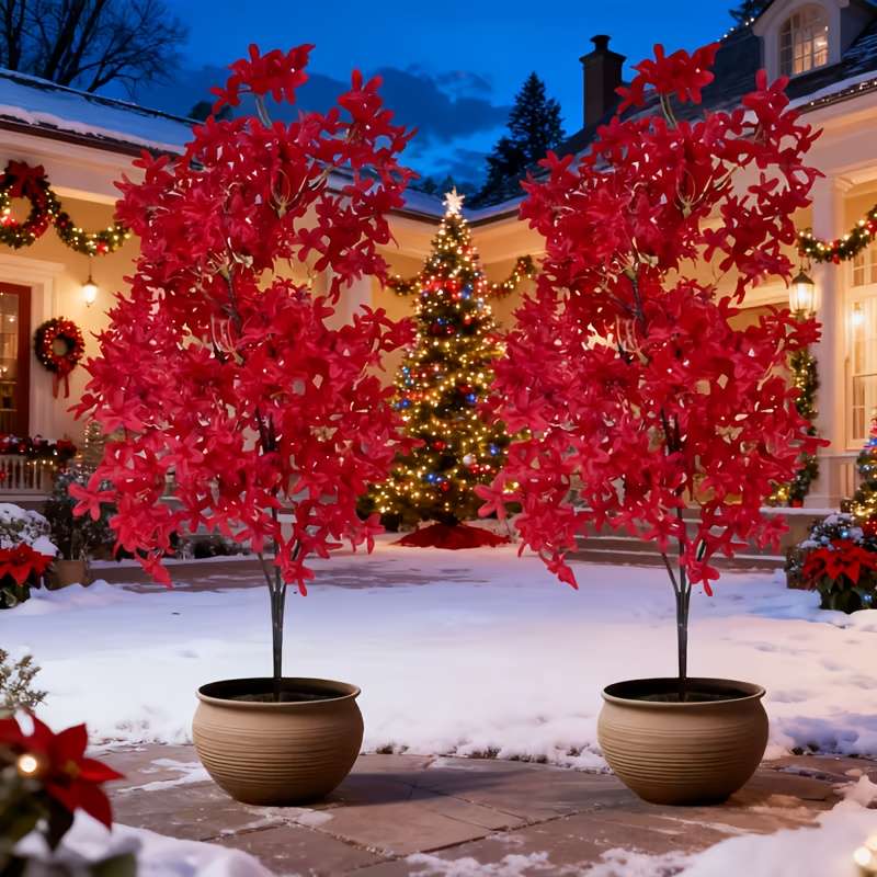 Simulated Flower Items 2 Red Long Branched Flowers