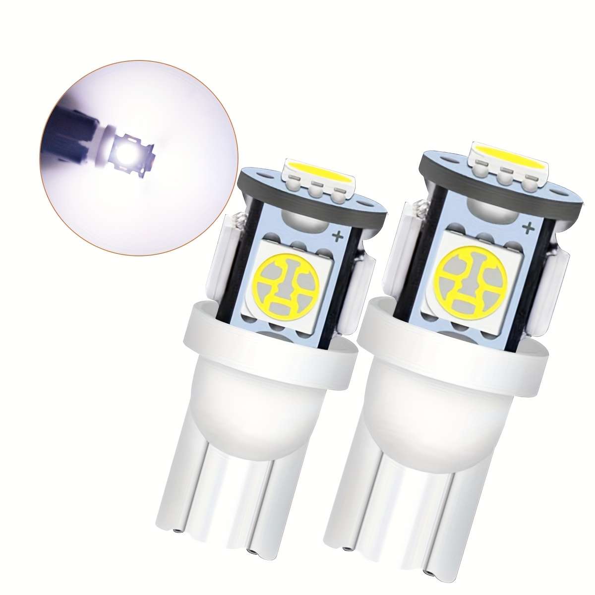2Pcs White LED Car Turn Signal Bulbs T10 W5W LED