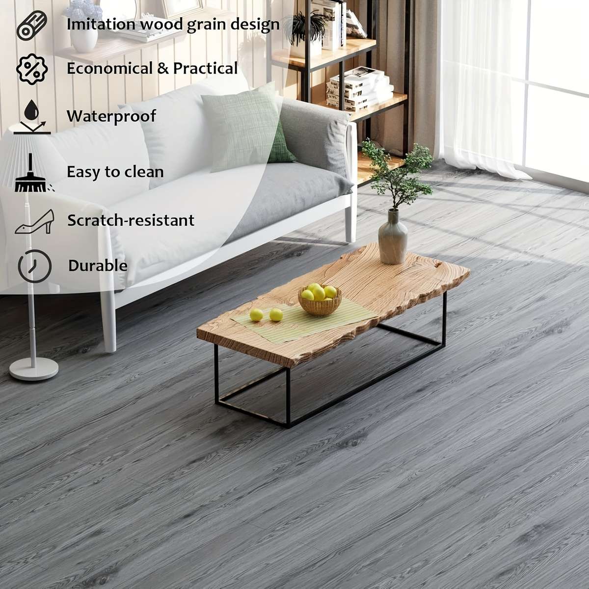 Self Adhesive Floor Stickers Light Grey 2 Rolls