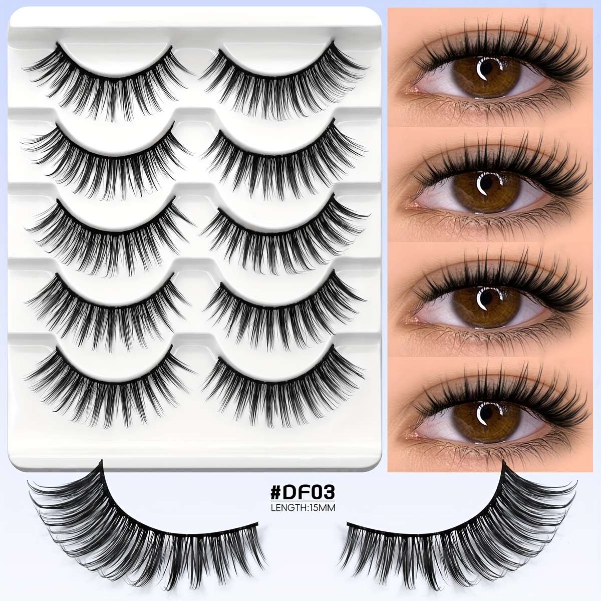 Natural Volume False Eyelashes Model Df01 18mm