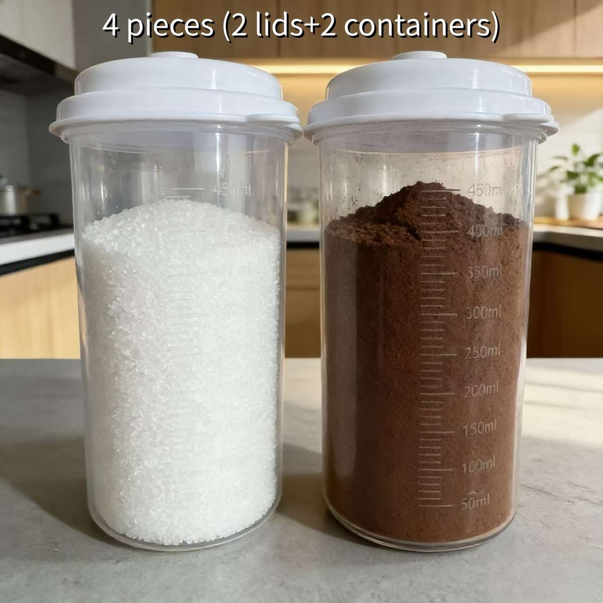 Sealed Jar Color White Quantity4Pcs 2 Lids  2 Containers