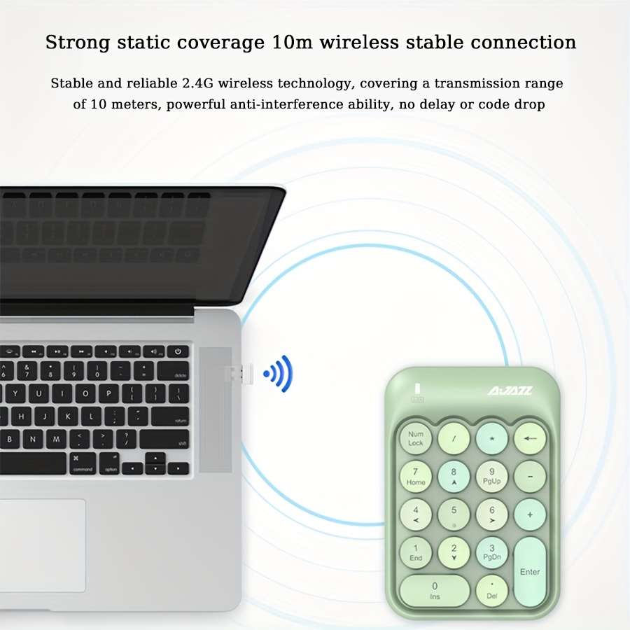 keyboard Model AK18 Wireless Numeric Keyboard Green Mixed Color