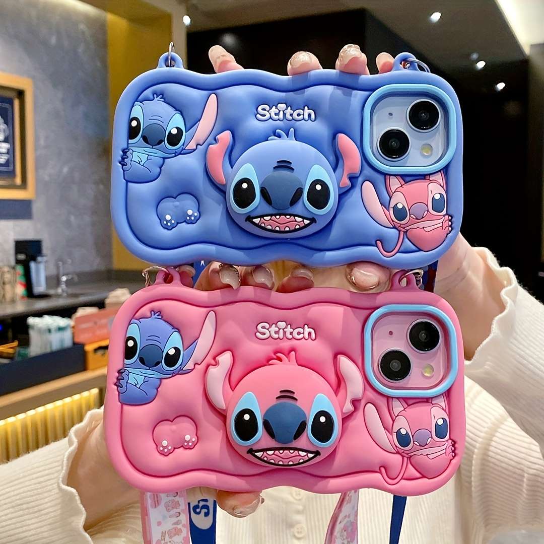 1Pc Pink Red Color For iPhone 14 Plus Vibrant Stitch 3D Phone Case