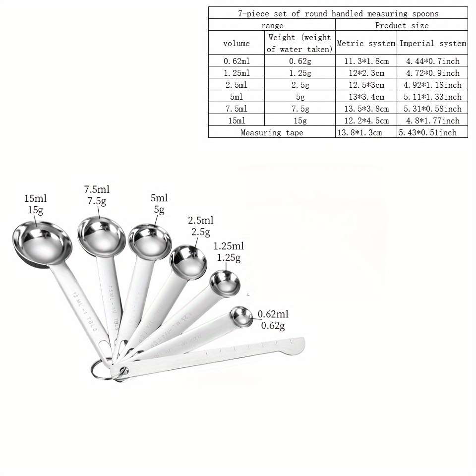 Measuring Cup Color 6Piece Set Of Measuring Spoons With Round Handles