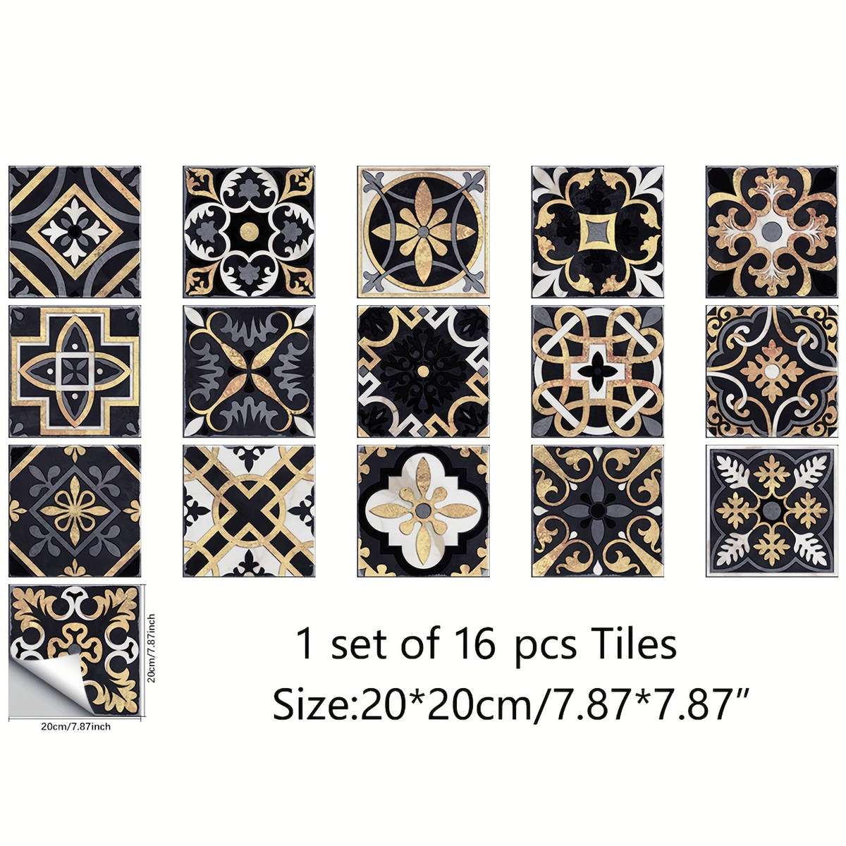 Floor Stickers Size 16Pcsx20X20Cm Is 7.9X7.9 In
