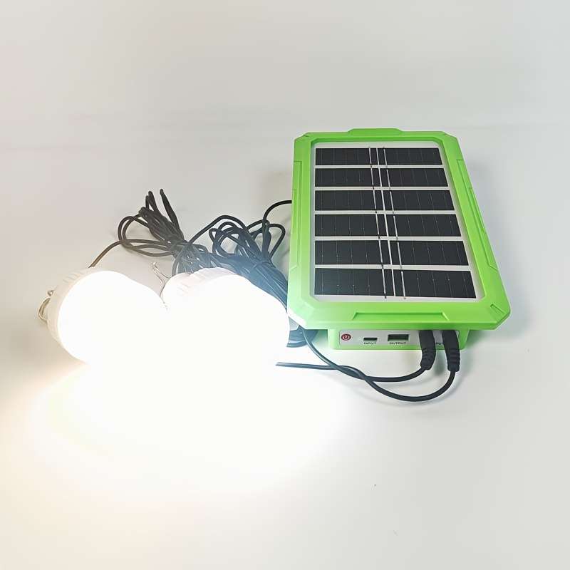 Solar Emergency Lights Color Green Solar Panel  2 Bulbs