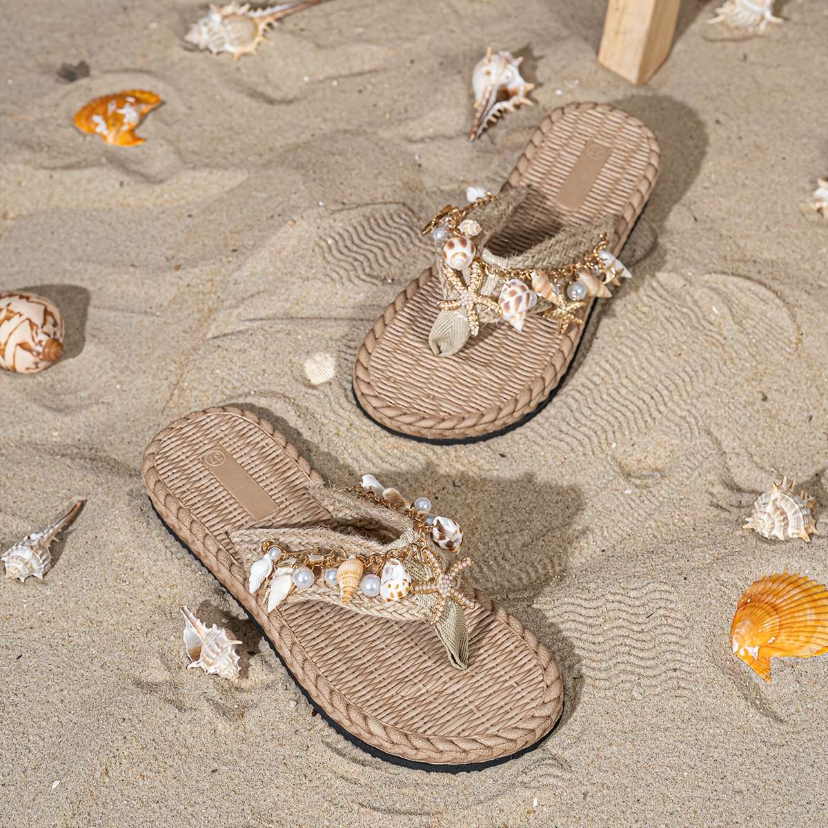 Ladies Summer Flip Flops Apricot Uk 7