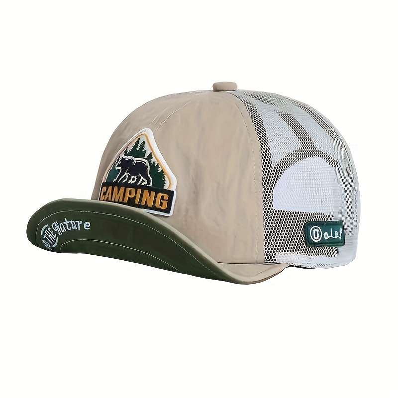 1pc Vintage American-Style Quick-Dry Baseball Cap Polyester Mesh Outdoor Camping Hat Lightweight