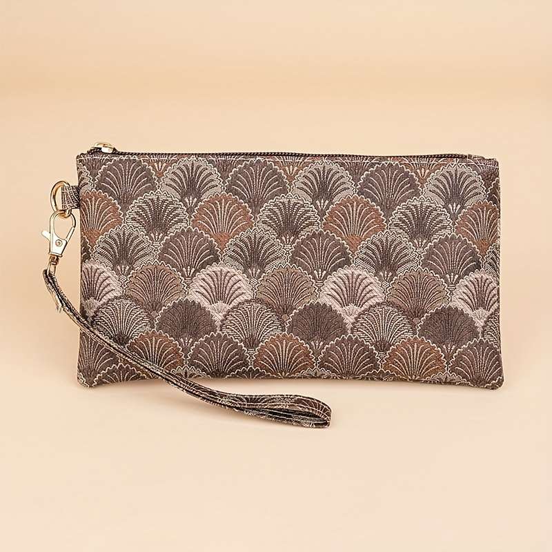 2024 Chic Vintage-Inspired Womens Walletslim Zippered Clutch With Wrist Strap Soft Synthet