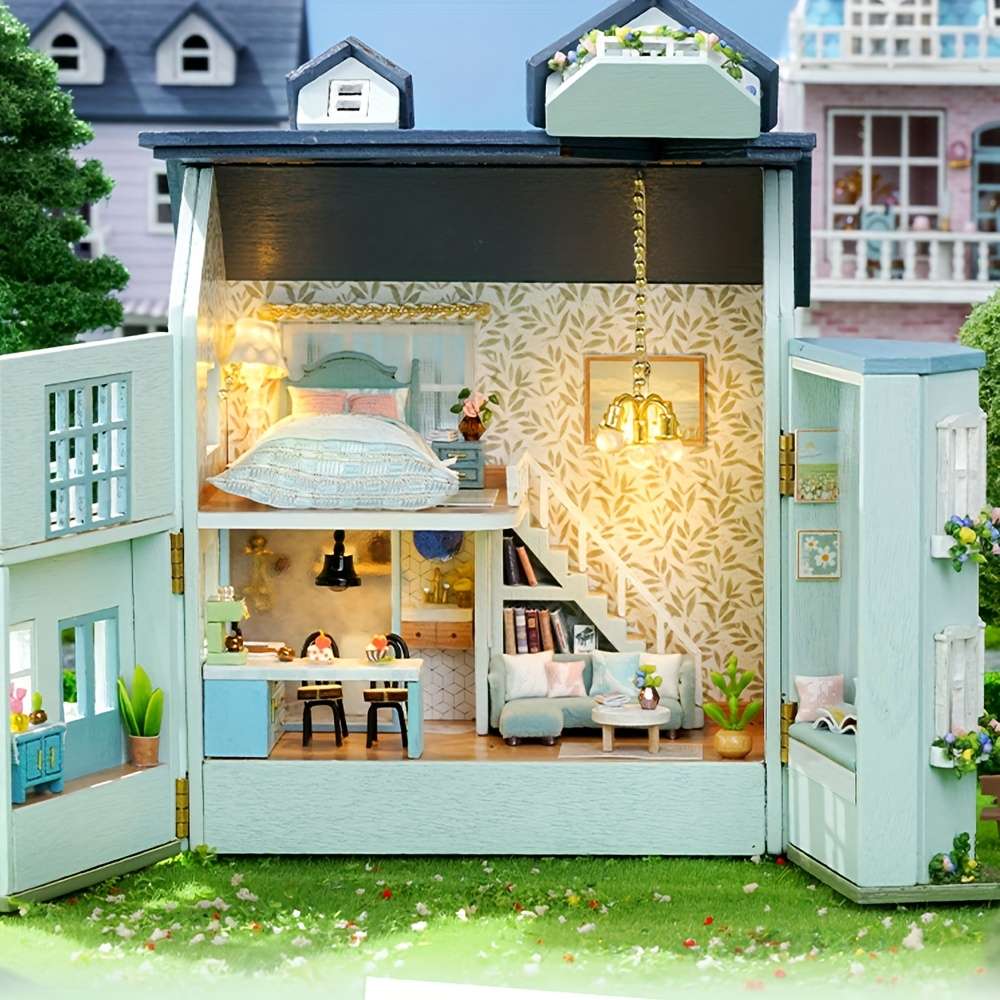 3D Building Model Puzzle Set Style Green