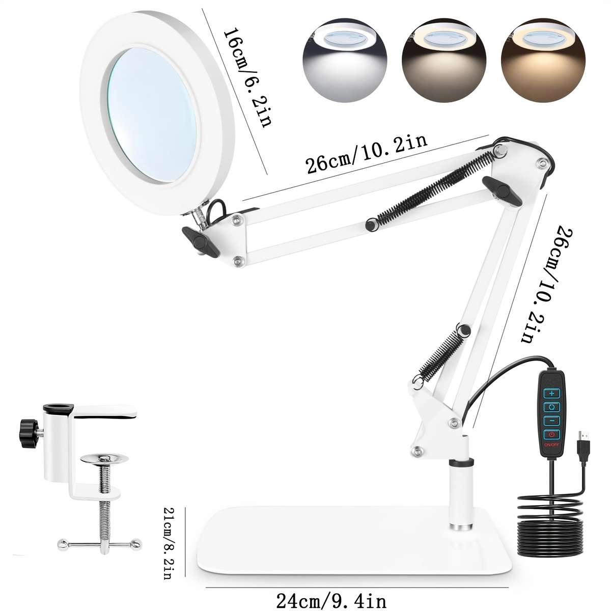Desk Lamp Color White 1  Square Base   Clip
