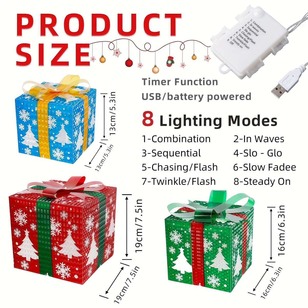 Christmas Lights 3 Pcs Warm Color