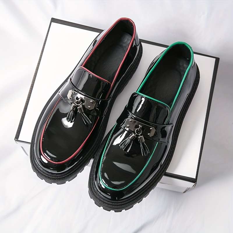 Mens Leather Shoes Color Blackred Sizeuk 8