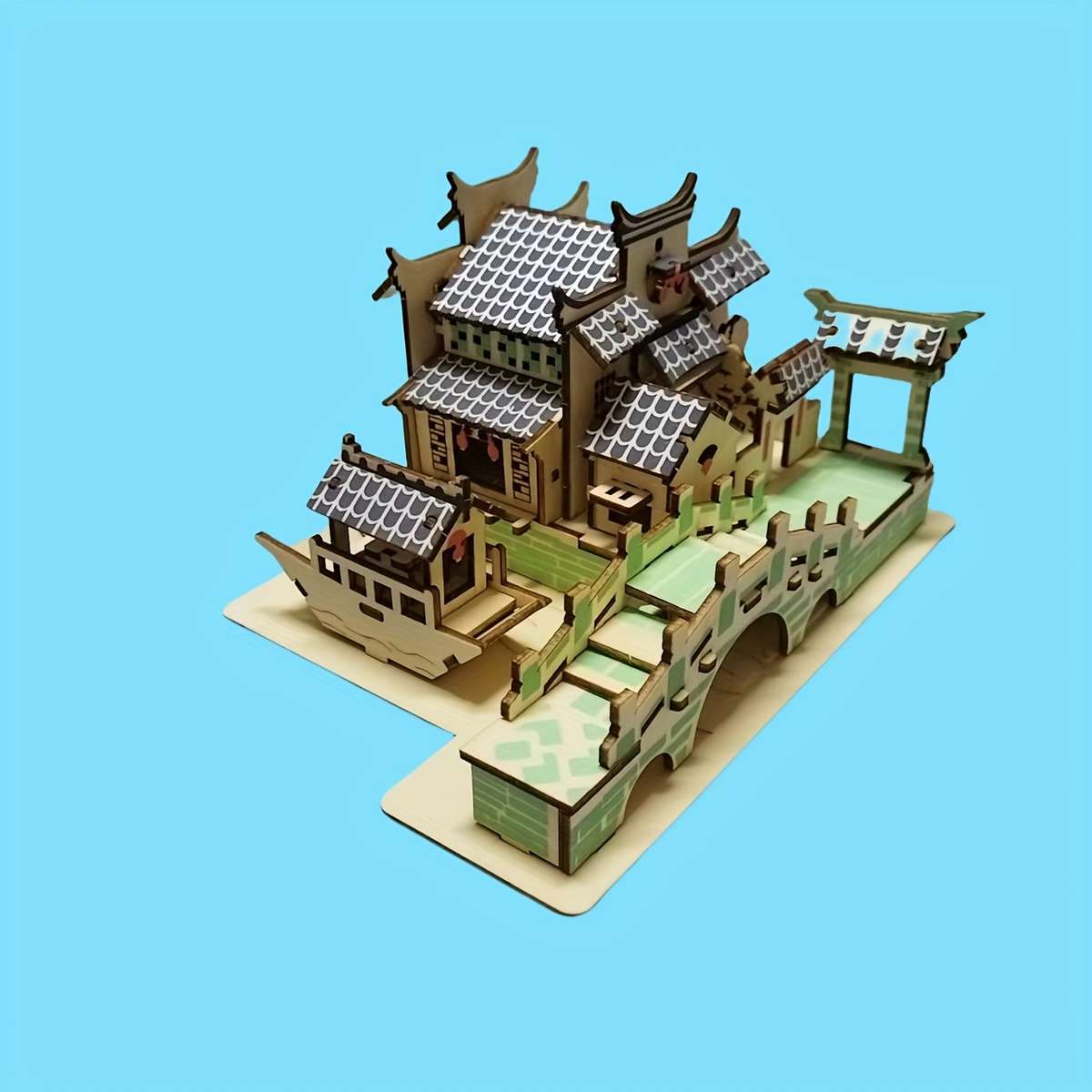 Building Toy Architectural Model Toy Set Style Jiangnan Water Town Puzzle