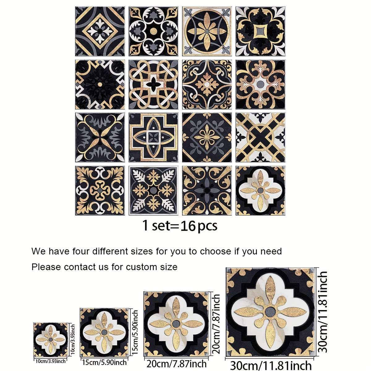 Floor Stickers Size 16Pcsx20X20Cm Is 7.9X7.9 In